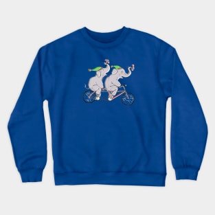 Elephant Pals on a Bike Crewneck Sweatshirt